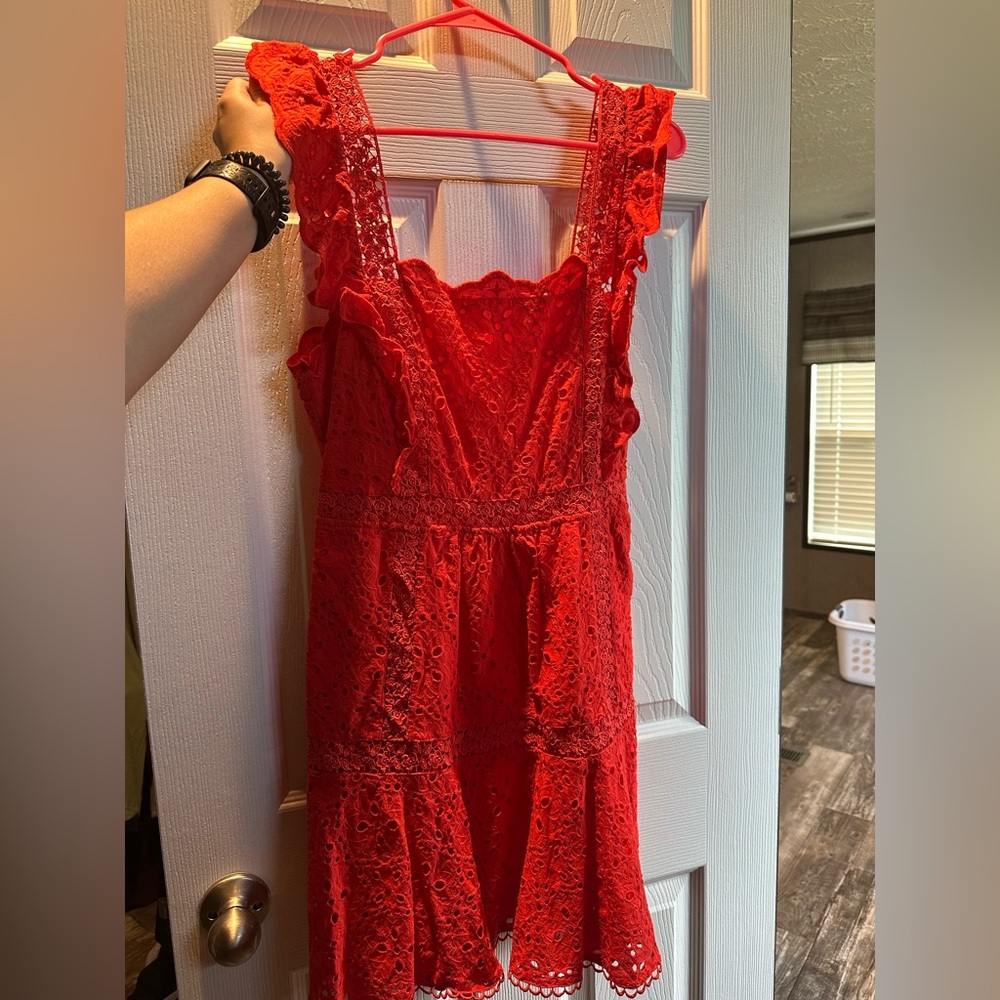 Betsey Johnson Vibrant Red Lace Mini Dress